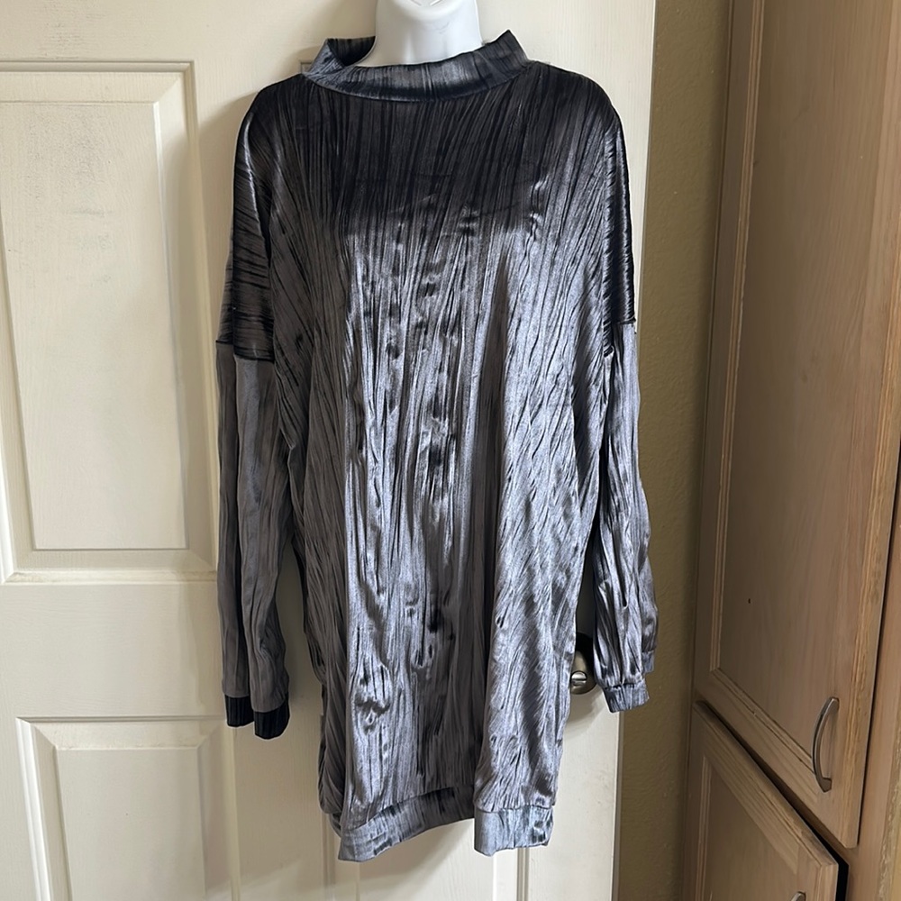 Missguided Gray Velvet Long Sleeve Oversized Dress in size US10